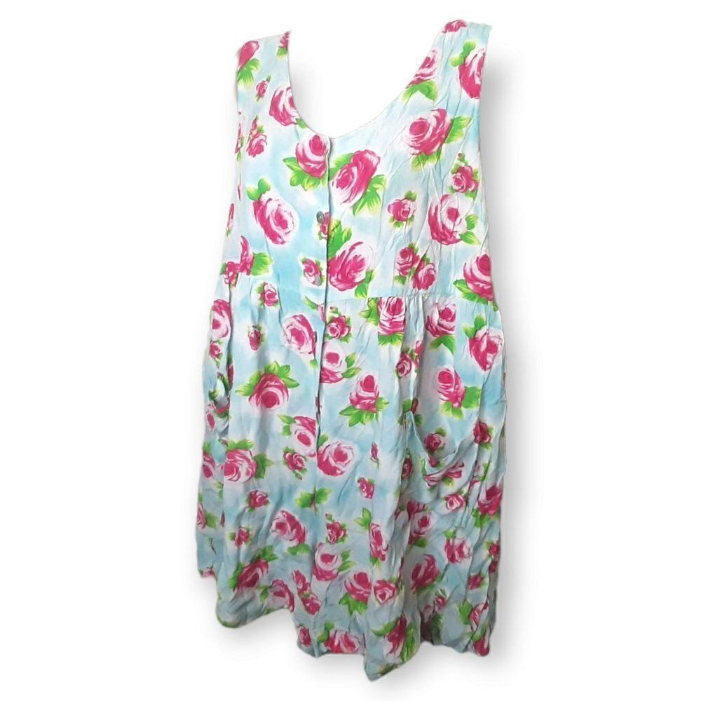 Express Vintage 90s Pastel Blue Romper with Roses sz 13/14